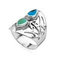 thumbnail image 2 of Grand Reflection Filigree Teardrop Blue-Green Turquoise Sterling Silver Ring-6, 2 of 5