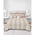 thumbnail image 2 of Full Size Quilt Bedding Set, Spring Pink Floral Reversible Summer Quilt 3 Pieces, Vintage Farmhouse Flowers Art Lightweight Bedspreads Coverlets with 2 Pillow Shams for All Seasons, 2 of 5