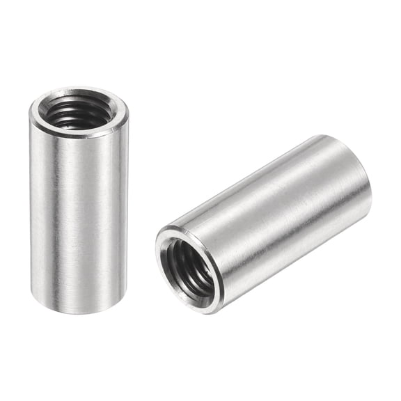 Uxcell 6 Pack M10 Round Connector Nuts, 304 Stainless Steel Coupling Nut 30mm/1.18" Length Sleeve Rod Bar Stud Nut for Bracket, M10x30x14mm