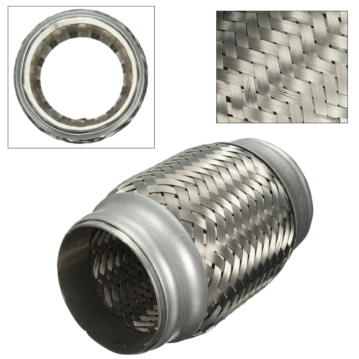 Car 2.5" x 5" Stainless Steel Exhaust Pipe Hose Double Braided Flex