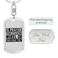 thumbnail image 2 of Prayer Steering Wheel Stainless Steel or 18k Gold Premium Swivel Dog Tag Keychain, 2 of 10