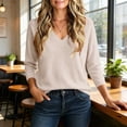 thumbnail image 4 of Horkkom Sweaters for Women V Neck Pullover Sweaters Casual Loose Solid Color Trendy Fall Sweaters L, Gifts for Women, 4 of 7
