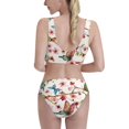 thumbnail image 3 of Daiia Watercolor Floral With Butterflies printed 2 piece Swimsuit Bikinis for Women High Waisted Racerback Bathing Suits Summer Tummy Control Scoop Neck Swimwear-XX-Large, 3 of 8