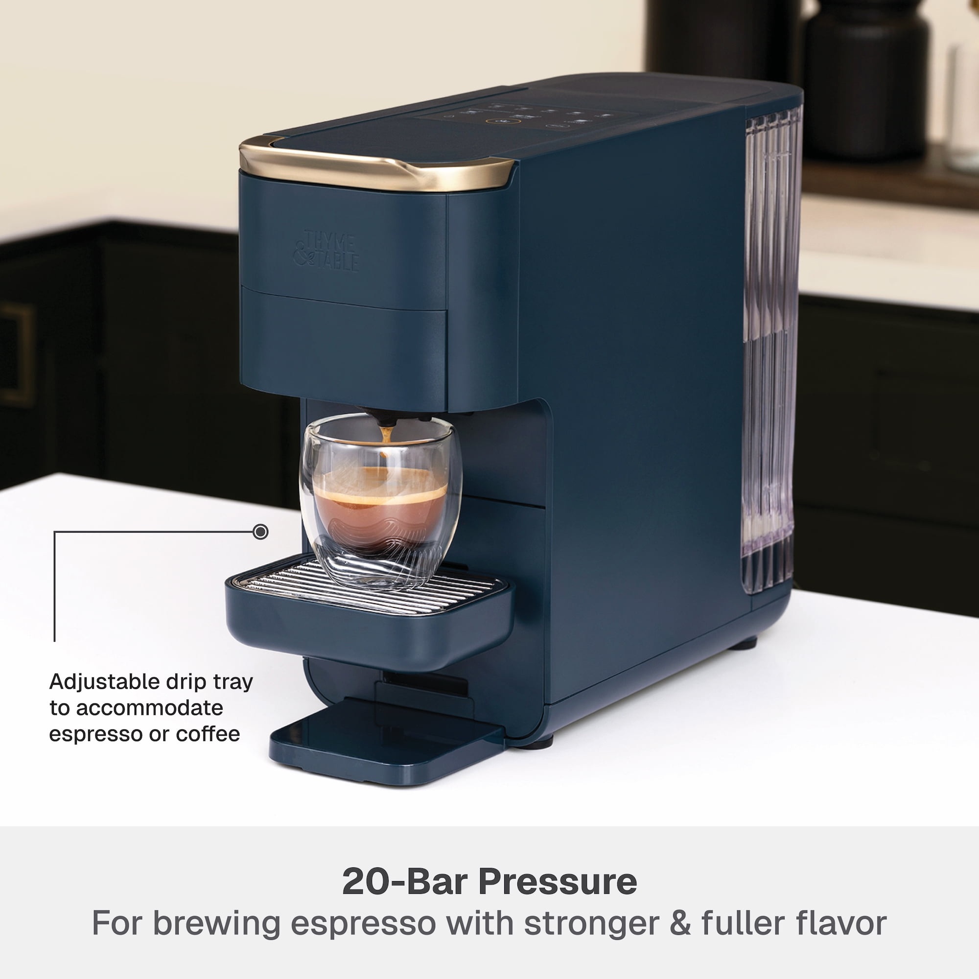 Thyme & Table Universal Capsule Coffee and Espresso Maker, Single-Serve, Atlantic Blue