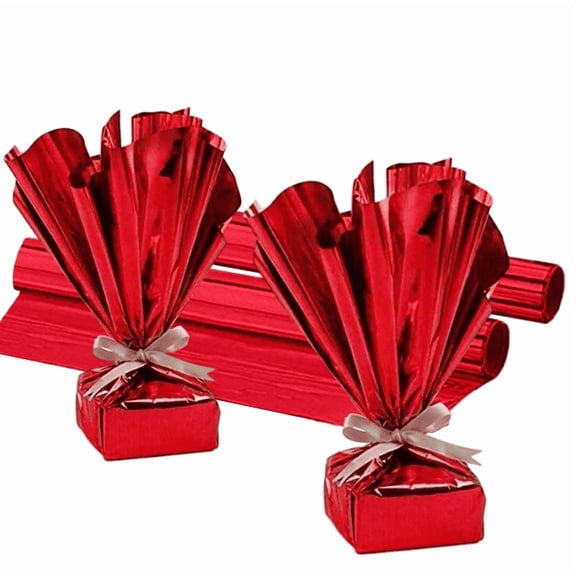 PMU (2) Gift Wrap Mylar Roll Metallic Red 2-sided, 24 Inches X 25 Ft Roll 1.4 Mil Highly Reflective Mylar Film, Great for Gifts, Birthdays, Christmas, Baskets, Arts & Crafts
