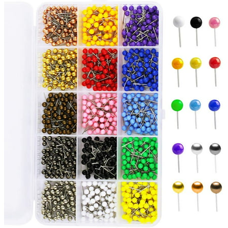 900 Pieces Multi-Color Push Pins Map Tacks,1/8 Inch Round Head with ...
