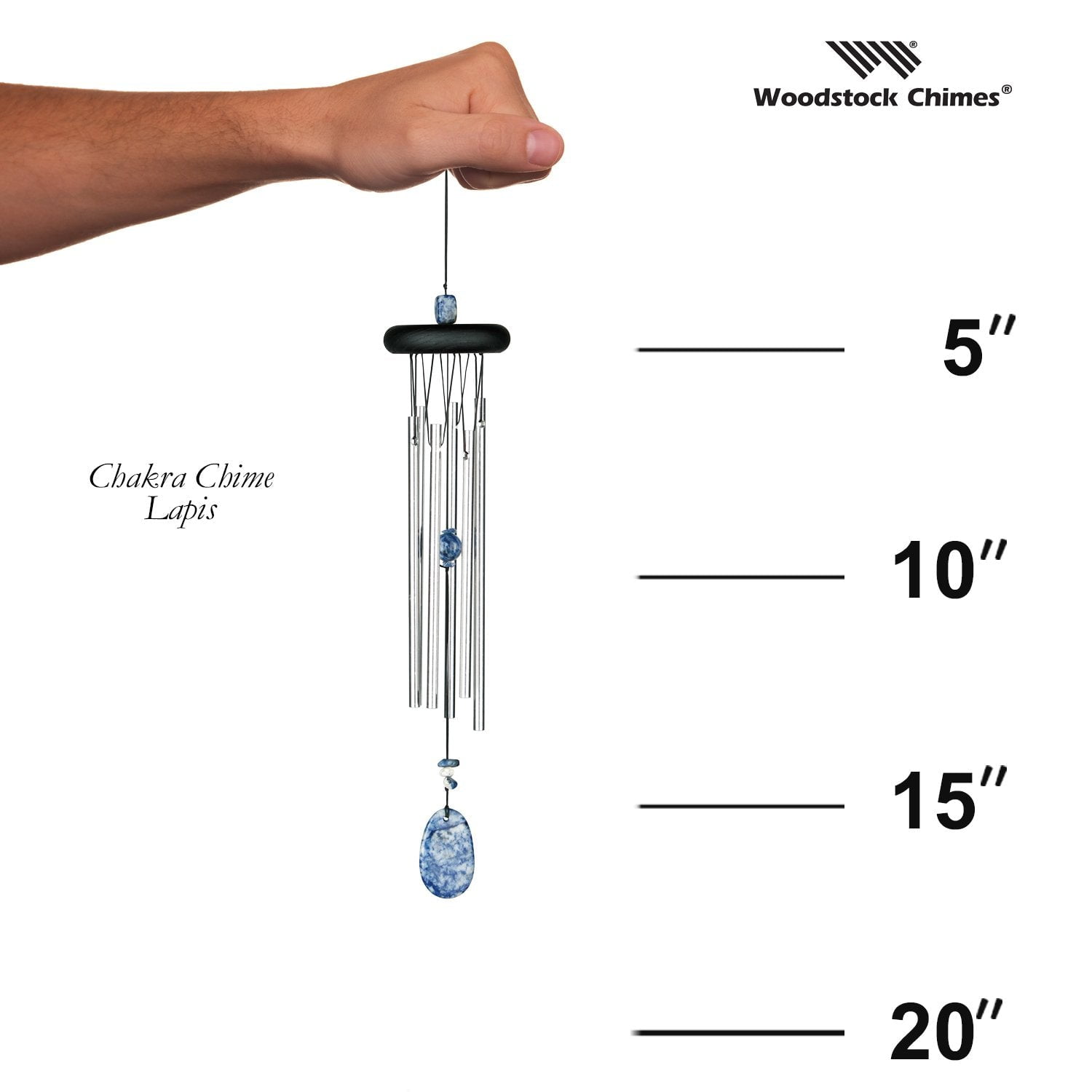 Woodstock Windchimes Woodstock Chakra Chimes Lapis, Wind Chimes For Outside, Wind Chimes For Garden, Patio, and Outdoor Décor, 17"L