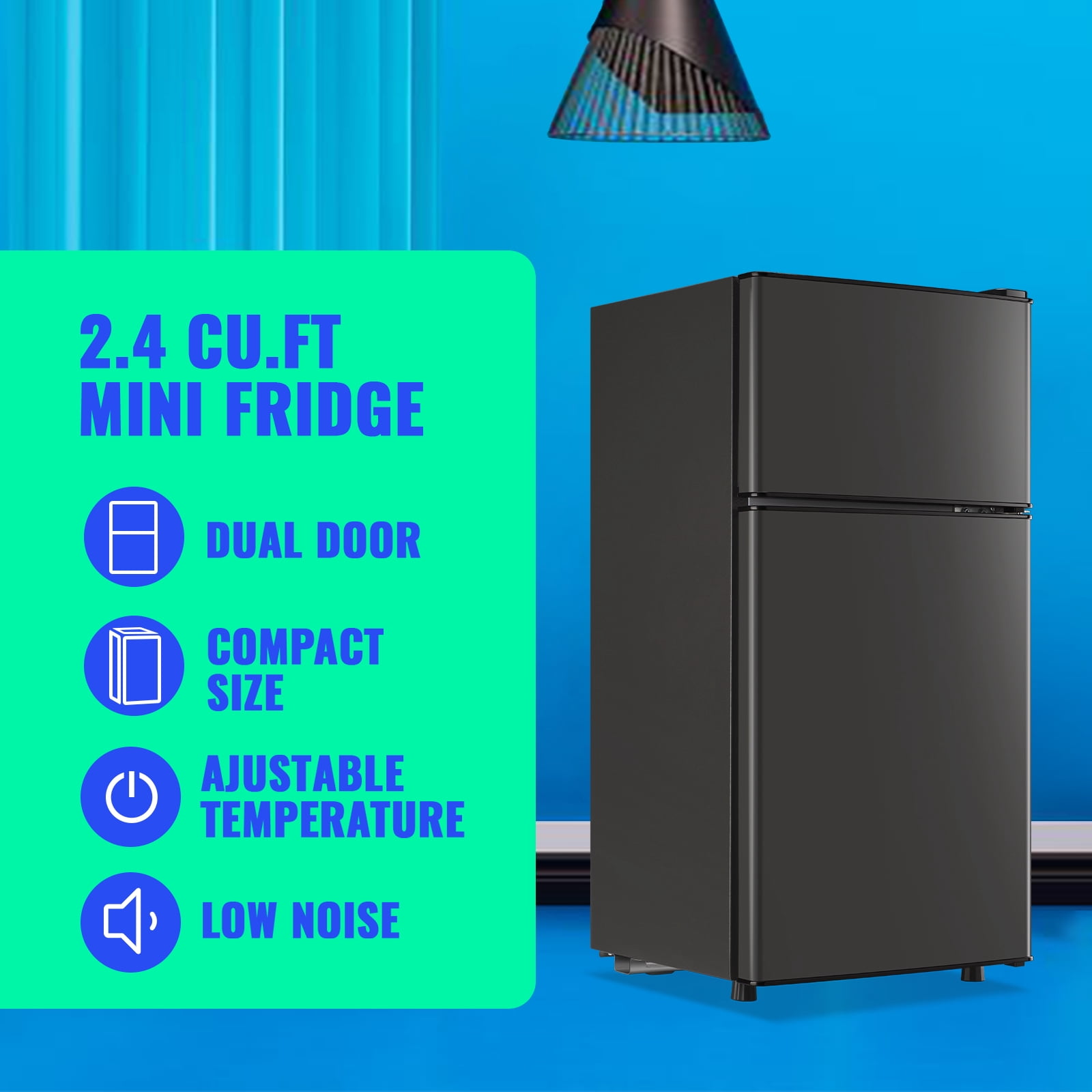 Tacool 2.4 Cu.ft Mini Fridge with Freezer, Small Refrigerator Apartment Size Fridge Drak Grey, NEW