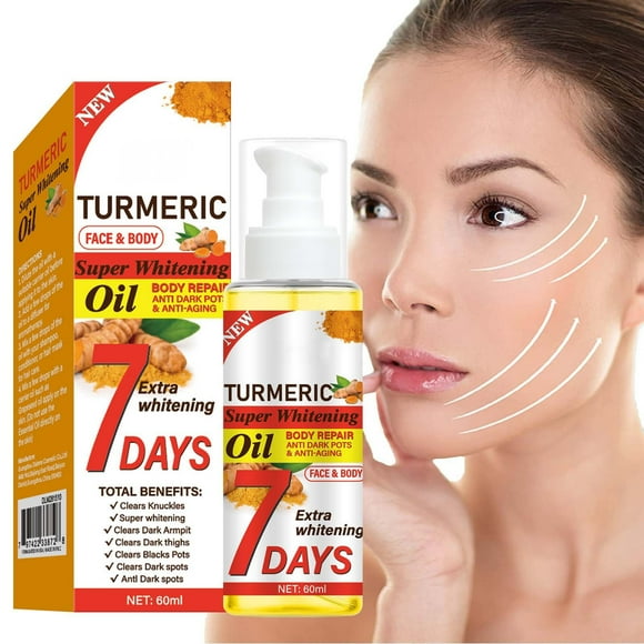 Fiudx Aceite de Cúrcuma, Aceite de Masaje Hidratante, Tratamiento Iluminador de La Piel, 60 Ml, Hidratante Antiedad, Rutina de Cuidado Facial, Brillo Juvenil