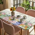 thumbnail image 3 of Happy Easter Table Cloths for 5 Foot Rectangle Tables, Spring Colorful Eggs Rabbit Ear Feet Flowers Patio Waterproof Elastic Fitted Tablecloths, Washable Rectangular Table Cover for Camping, 3 of 8