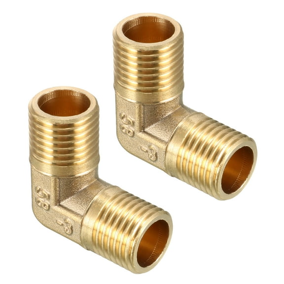 Uxcell Brass Elbow Pipe Fitting 90 Degree G1/4 Male x G1/4 Male Connector 2pcs