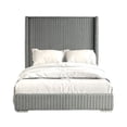 thumbnail image 2 of Wolo Full Bed-Gray Fur Chenille Ribbed Upholstery-Wing Headboard, 2 of 6