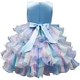 thumbnail image 2 of Little Girl's Sleeveless Tulle Flower Rainbow Tutu Dress for Wedding Party 3-10T, 2 of 6