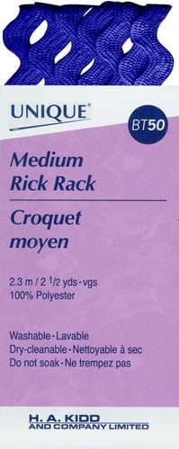 UNIQUE Medium Rick Rack, 6mm x 2.3m, Decorative Trimming, 6 mm x 2.3 m