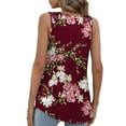 thumbnail image 3 of Mengpipi Tank Top for Women Summer Pleated Loose Casual Sleeveless Tunic Tops , 03 Floral Wine-3XL(US 24-26), 3 of 5
