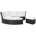 thumbnail image 3 of Lounge Daybed Sofa Bed, White, Rattan, Wicker, Outdoor Patio Balcony Cafe Bistro Garden Hospitality Restaurant, Modern Contemporary HB32886, 3 of 6