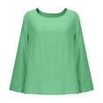 thumbnail image 6 of Womens Tops, Womens Casual Cotton Linen Pullover Shirt Long Sleeve Trendy Solid Color Crewneck Loose Fit Soft Fall Tops T-Shirts, 6 of 6