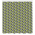 thumbnail image 3 of Floral Shower Curtain, Repeated Pattern of Palm Tree Leaves and Large Polka Dots on Background, Fabric Bathroom Set with Hooks, 69W X 75L Inches Long, White and Yellow Green, by Ambesonne, 3 of 3