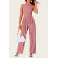 thumbnail image 5 of PRETTYGARDEN Womens Summer Jumpsuits Dressy Casual One Piece Outfits Sleeveless Mock Neck Wide Leg Pants Rompers with Pockets, 5 of 8
