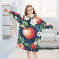 thumbnail image 5 of FORMRS Wearable Blanket Hoodie with Sleeves for Kids Cozy Flannel Sweatshirt, Blue Apple Pattern, 5 of 7
