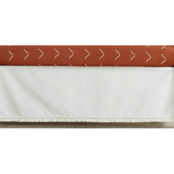 Diamond Tuft Ivory Fringe Dust Ruffle Crib Skirt by Sweet Jojo Designs