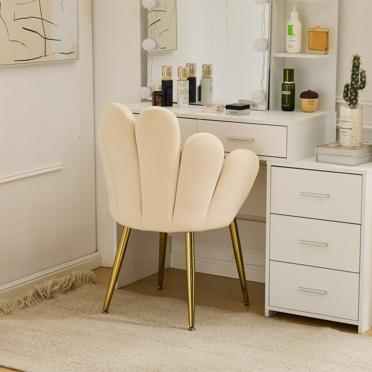 Ktaxon Vanity Makeup Chair Comfy Accent Chair Small Office Chair with  Flower Back and Lumbar Pillow for Living Dining Room Bedroom Home Office  Velvet Beige - Walmart.com