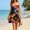 Orange, variant on Hawaiian Print Dress, Strapless Sundress with Smocked Bust and Flared Skirt for Women for Beach Vacation Summer Blue L