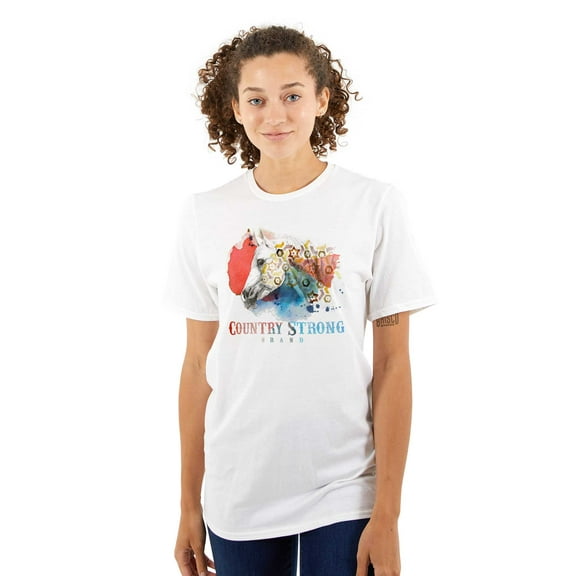 Country Strong Sassy Watercolor Horse Women's Plus Size Graphic Tee Brisco Brands 2X