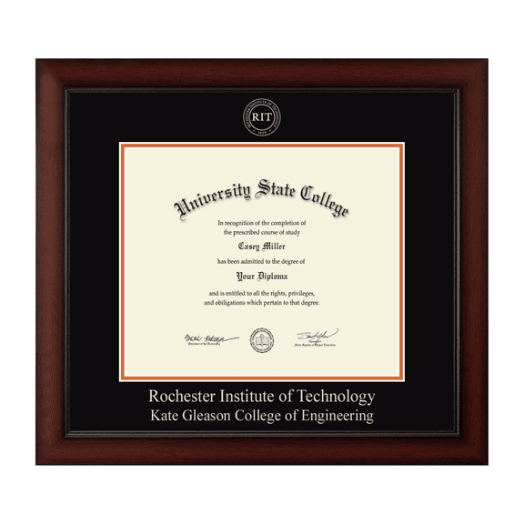 Framerly - RIT Engineering Diploma Frame with Black and Orange Mat