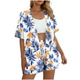 thumbnail image 5 of Antqov Beach Outfits for Women, Fashion Style Tropical Print Short Sleeve Loose Fitting Blouse Shorts Set, Summer Vacation Soft Lightweight Comfy 2 Piece Sets Beachwear, 5 of 7