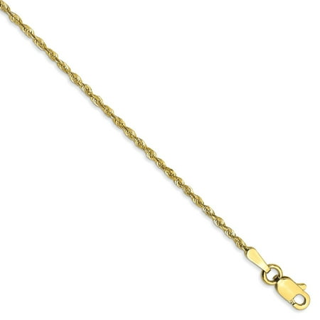 Roy Rose Jewelry 10K Yellow Gold 1.5mm Diamond-cut Extra-Lite Rope Chain Bracelet ~ Length 8'' inches