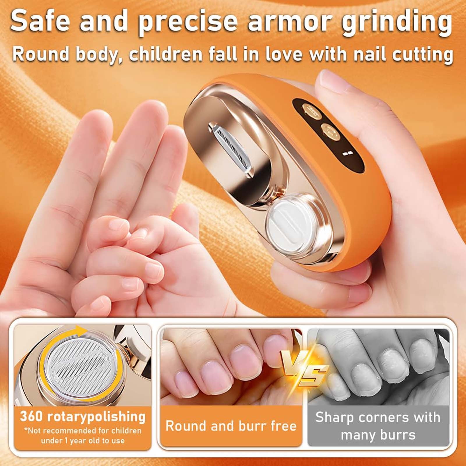 Lunxisen 4 Pcs Automatic Easy Clip Electric Nail Clipper with Polishing Adjustable for Kids Elderly Adults Homebound Seniors Manicure Kit