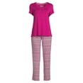 thumbnail image 5 of Hanes Women’s and Women’s Plus Comfort Supreme Short Sleeve Top and Pants PJ Set, 2-Piece, 5 of 5