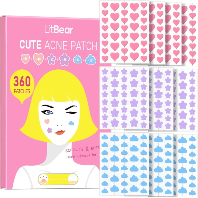 Parche para acné y espinillas LitBear 360 puntos con ácido salicílico y aceites