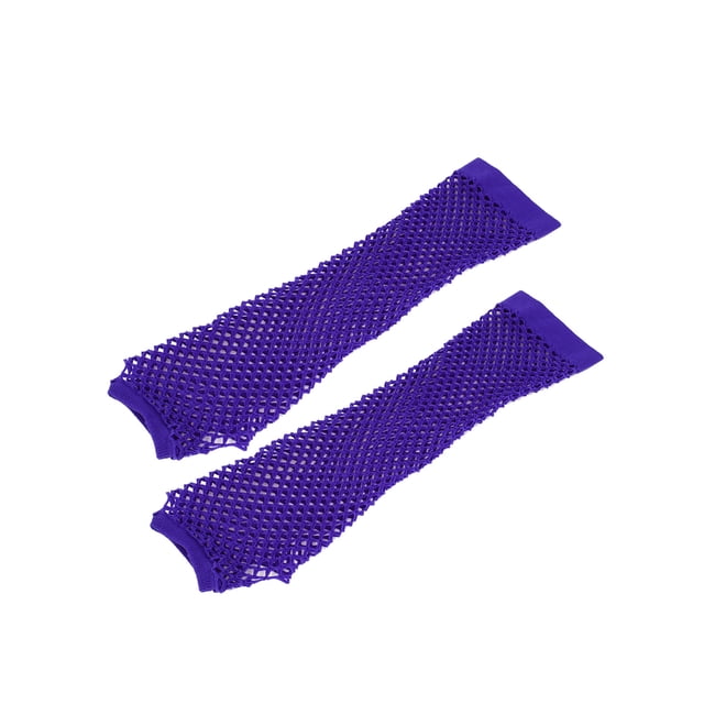 INSPIRE CHIC Guantes de brazo sin dedos de red elástica hasta el codo púrpura talla única