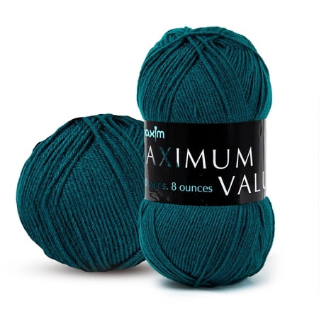 Mary Maxim Maximum Value Worsted Weight Acrylic Dark Teal Yarn, 100 Yards