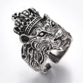 thumbnail image 1 of Alloy Cuff Finger Rings Wide Band Rings Lion Antique Silver Size 9 19mm, 1 of 4