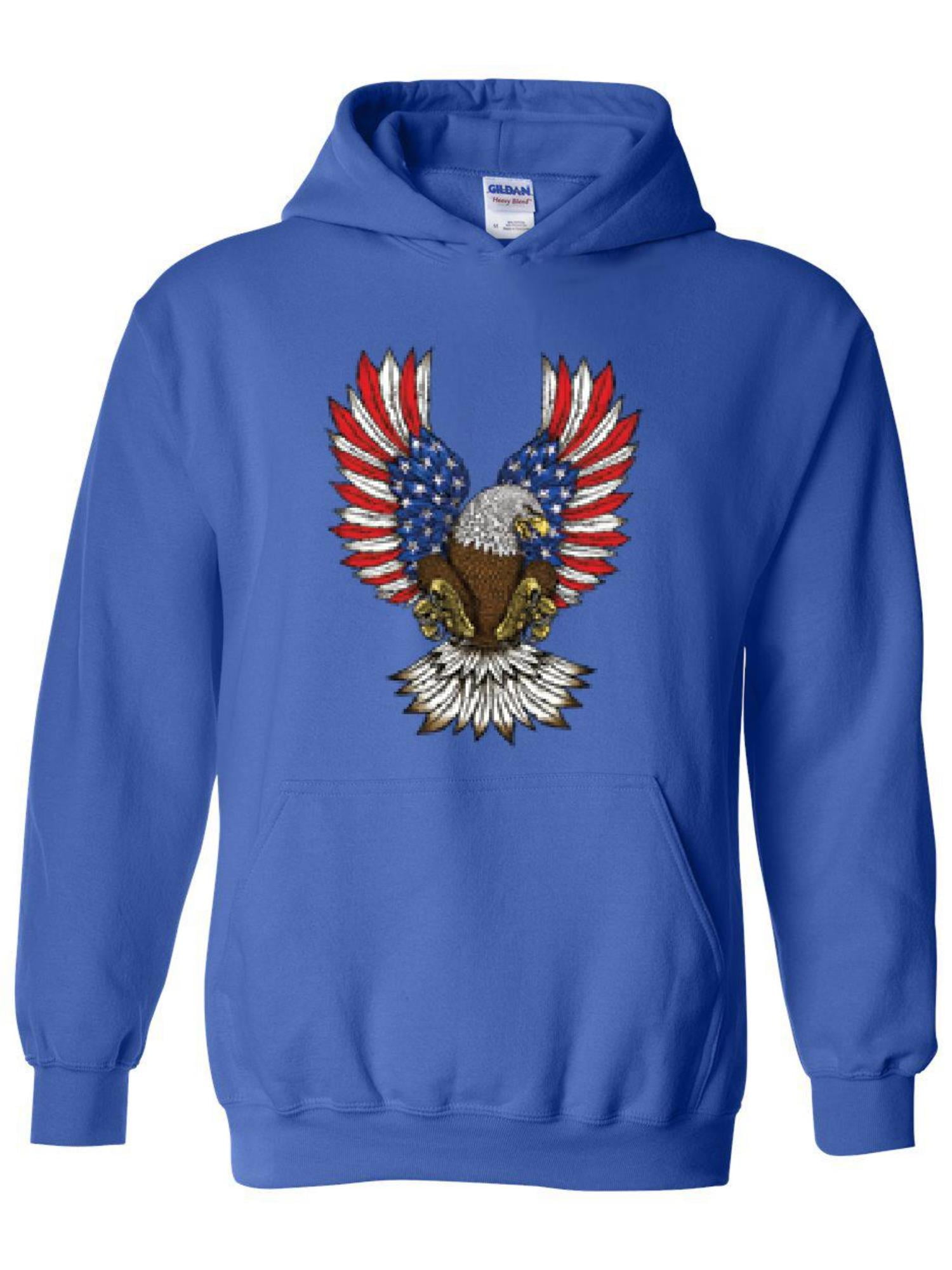 US Flag Bald Eagle Unisex Pullover Teens Hoodie Hooded Sweatshirt Colorful