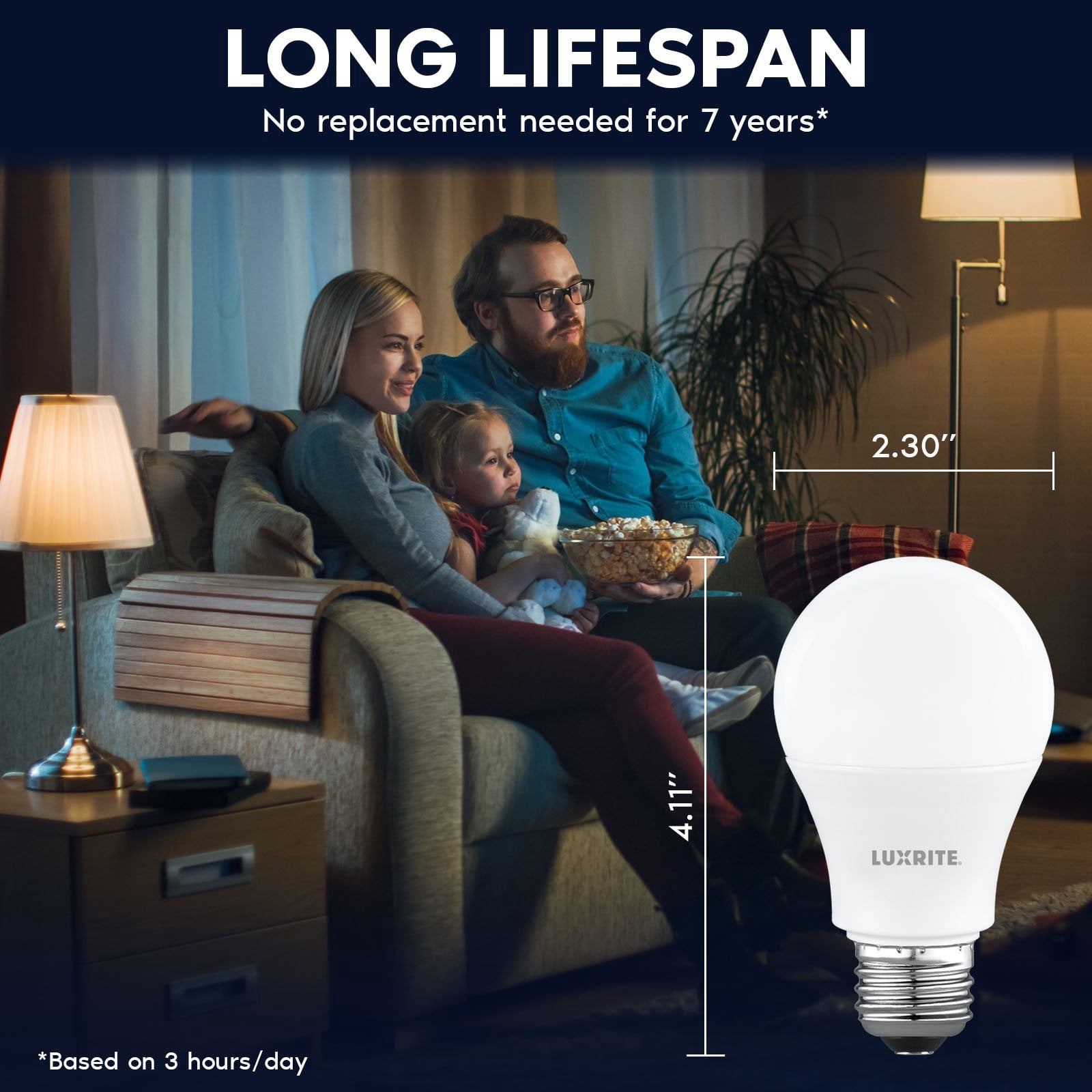 Luxrite A19 LED Light Bulb 60 Watt Equivalent, Non-Dimmable, 3500K Natural White, 800LM, Standard LED Light Bulbs 8W, E26 Base, Enclosed Fixture Rated, Damp Rated, ETL Listed 24 Pack