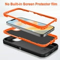 thumbnail image 3 of I-HONVA For iPhone 16e Case,[with 2 Pack Screen Protector] 3-Layer Military Grade Drop Anti-Slip Bumper Rugged Shockproof Dustproof Protection 6.1 inch Phone Case for Apple iPhone 16e,Black/Orange, 3 of 7