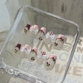 thumbnail image 2 of Aurora Manicure Pure Handmade Wearing Nail Cherry Short Ladder French Nail Plate Advanced press-on nails, 2 of 9