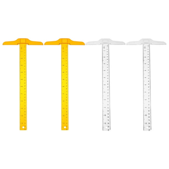 Shisuyan Measuring Tool T Shape Rulers Transparent Orange 4Pcs 13x5.9In