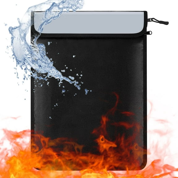 Topsome Fireproof Document Bag, 15 x 11 Inch Fireproof Waterproof Money Bag with 2 Pockets & Zipper for Cash Important Document Passport Valuables Legal Documents Safe Storage