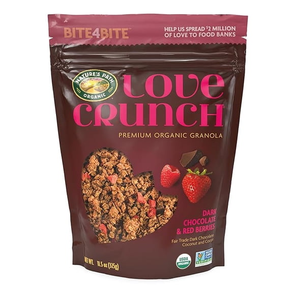 Pack of 1 Love Crunch Organic Dark Chocolate & Red Berries Granola, 11.5 oz (Pack of 1), Non-GMO, Fair Trade, by Nature's Path