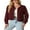 04-Wine Red, variant on JWD Women's Cropping Jacket Casual Button Shacket Solid Color Long Sleeve Blouses Top with Pocket Black 2XL