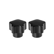 Uxcell M6 Female Thread 24mm Head Brass Insert Star Knobs Black 2 Pack
