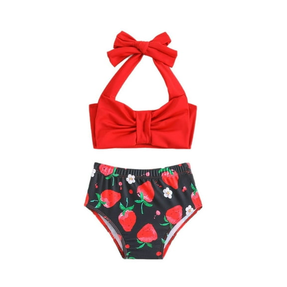 Strawberry Print Swimsuit Baby Baby Swimsuit Split Bow Swimsuit Set Red,3-6M Cute Swimsuits For Teen Girls