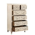 thumbnail image 2 of Taran Designs Monte 6-drawer Floral Carved Solid Wood Chest in White, 2 of 6