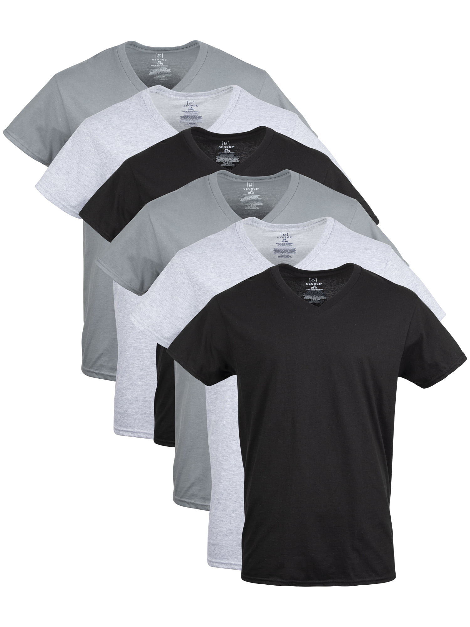 George Men's Assorted V-Neck T-Shirts, 6-Pack - Walmart.com