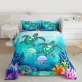 thumbnail image 2 of Homewish Cute Sea Turtle Bedding Comforter Set for Kids, Cartoon Ocean Jellyfish Twin Comforter Sets, Dreamy Underwater World Reversible Bedding Set, Luxury Bedroom Decor, 2 Pieces, 2 of 8